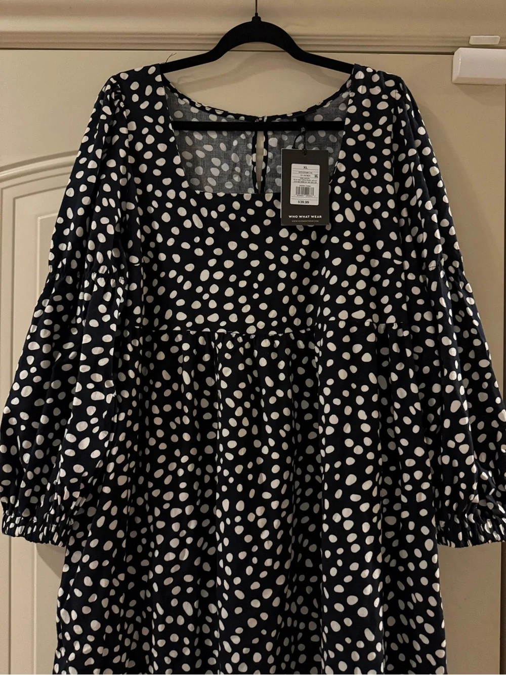 NWT Who What Wear Black and White Polka Dot Maxi Dress - Picture 2 of 5